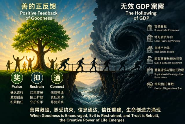 善的正反馈、无效GDP窟窿与文明生成机制